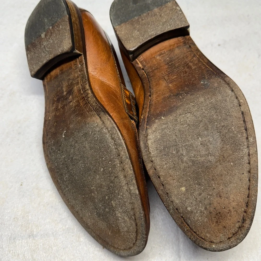 Johnston & Murphy Men’s 9M Brown Leather Penny Loafers Handmade In Italy 24-1313